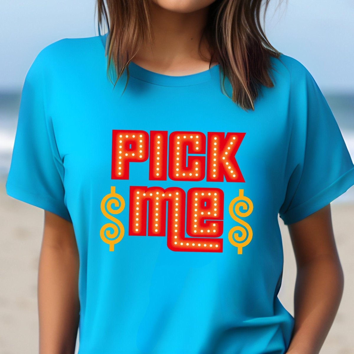 Pick Me Retro Price is Right Dollar Shirt, Classic TV Fan Gift - Aqua - XS -