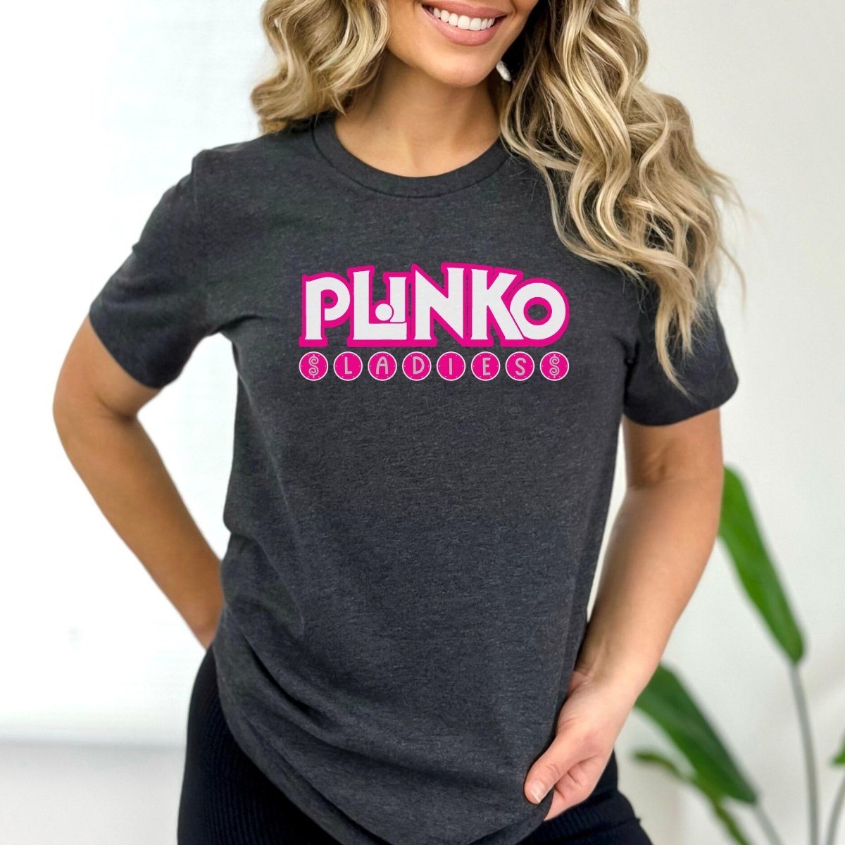 Plinko Ladies Price is Right Group Shirt, Girls Trip Grease Pink Ladies Inspired Tee - Dark Grey Heather - XS -