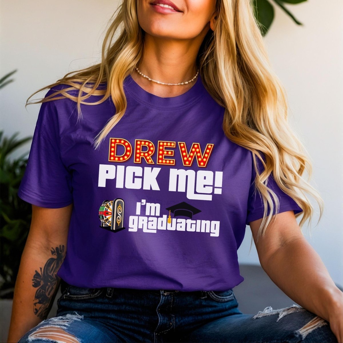Price is Right Graduate Shirt, Drew Pick Me I'm Graduating Tee, Graduation Gift - Team Purple - XS -
