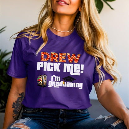 Price is Right Graduate Shirt, Drew Pick Me I'm Graduating Tee, Graduation Gift - Team Purple - XS -