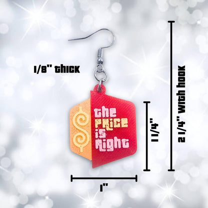 Price is Right Logo Dangle Earrings for Super Fan to Pair with TPIR shirt - 