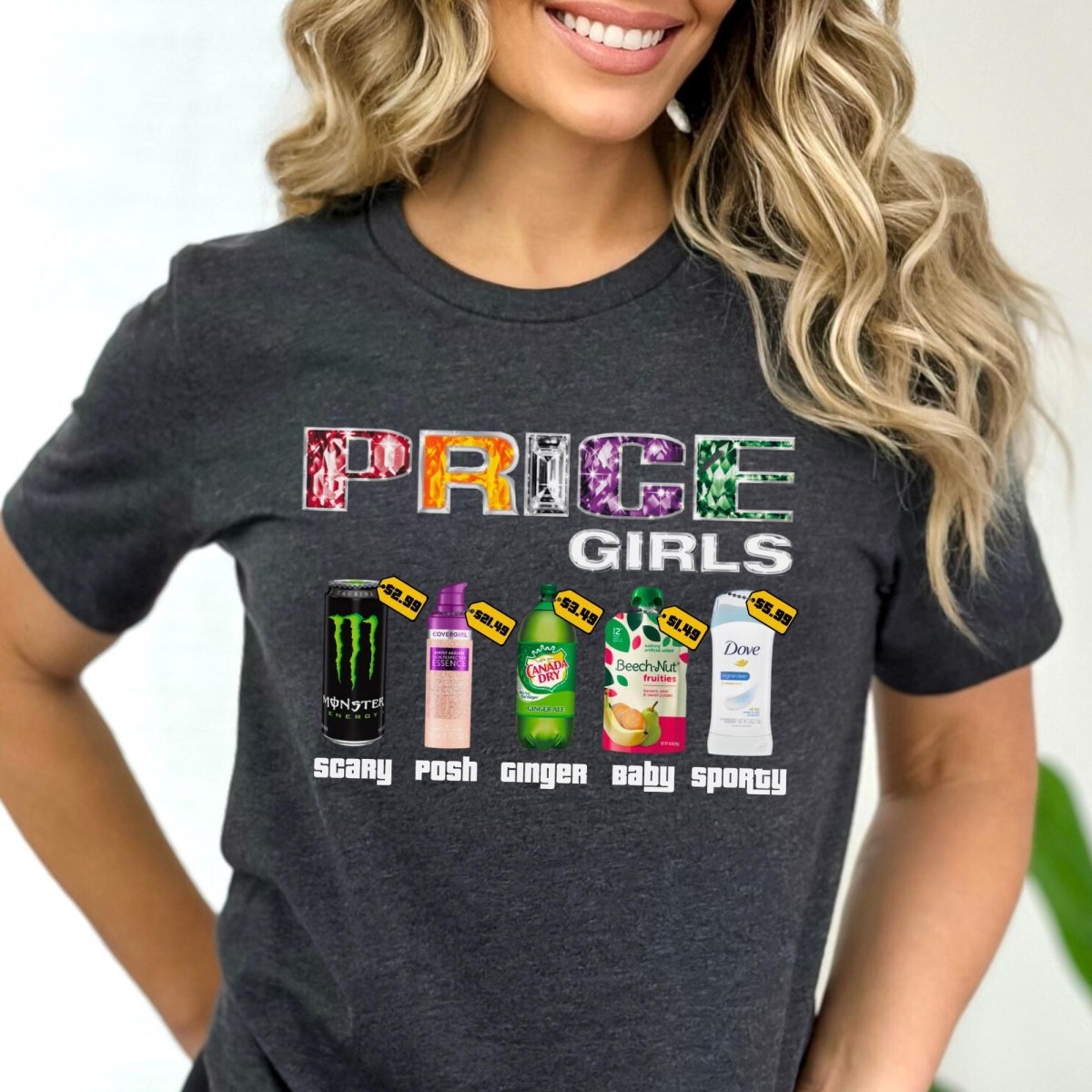 Price is Right Price Girls Shirt, 90s Spice Girls Nostalgia Tee - Dark Grey Heather - XS -