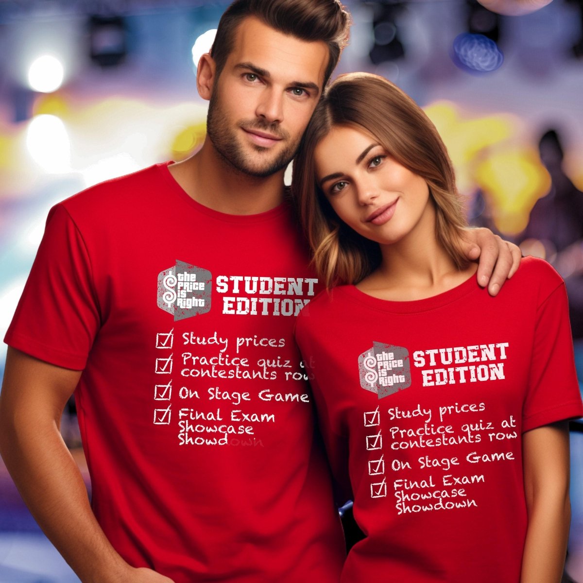 Price is Right Student Edition Shirt, College Come On Down Tee, Retro TV Game Show Tee - Red - XS -