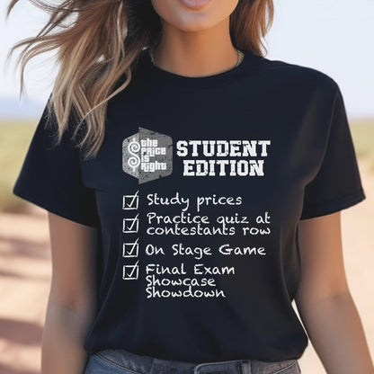 Price is Right Student Edition Shirt, College Come On Down Tee, Retro TV Game Show Tee - Black - XS -