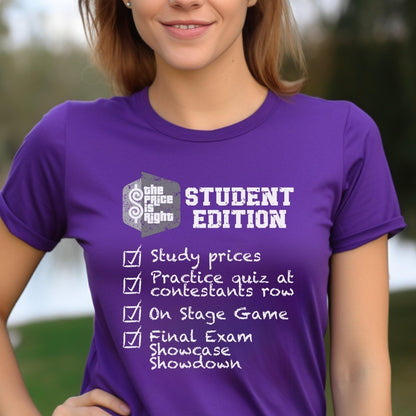 Price is Right Student Edition Shirt, College Come On Down Tee, Retro TV Game Show Tee - Team Purple - XS -