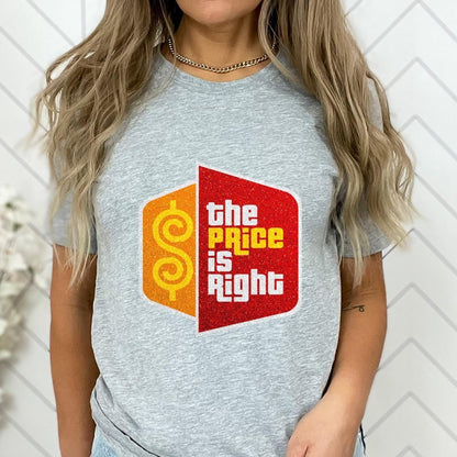 Price is Right Super Fan Shirt, Mock Glitter Logo Tee - Athletic Heather - XS -
