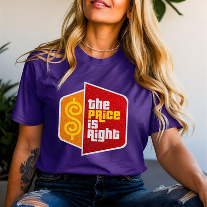 Price is Right Super Fan Shirt, Mock Glitter Logo Tee - Team Purple - XS -