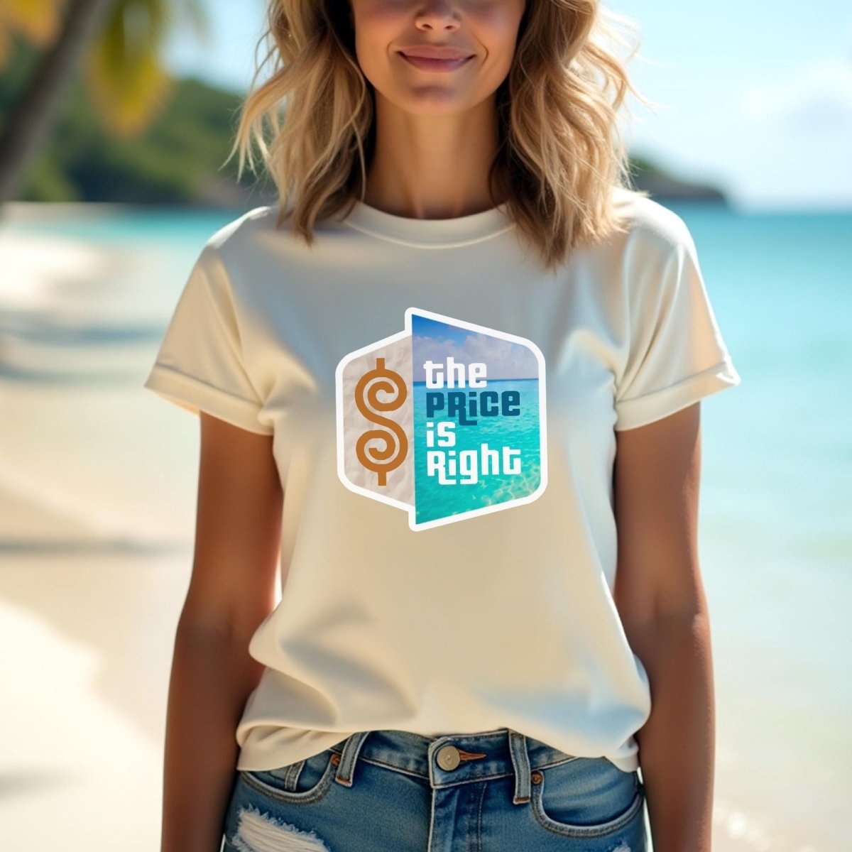 Price is Right Tropical Vacation Shirt, Beach Trip Prize, Vacation Gift - Soft Cream - XS -