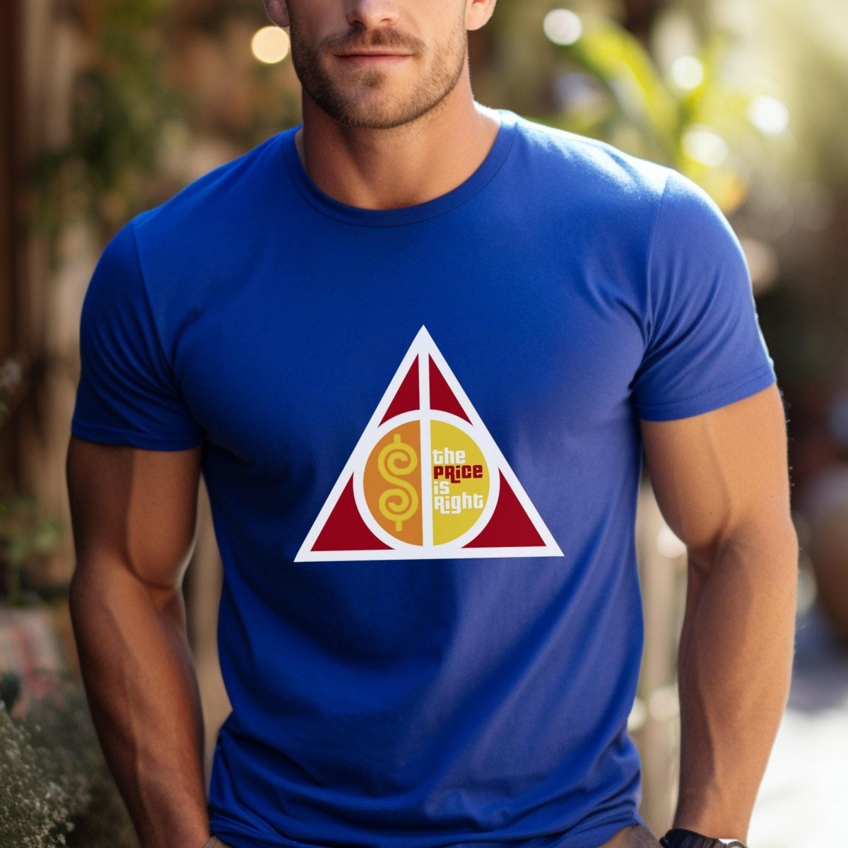 Price is Right Wizarding Symbol Shirt, Deathly Hallows Style Tee - True Royal - XS -