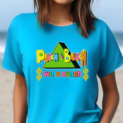 Punch a Bunch Win a Bunch Price is Right Shirt, Funny Retro Game Show Contestant Tee - Aqua - XS -