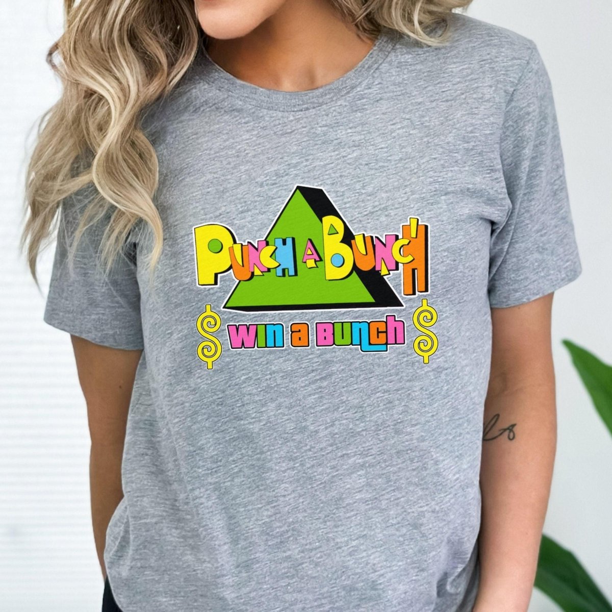 Punch a Bunch Win a Bunch Price is Right Shirt, Funny Retro Game Show Contestant Tee - Athletic Heather - XS -