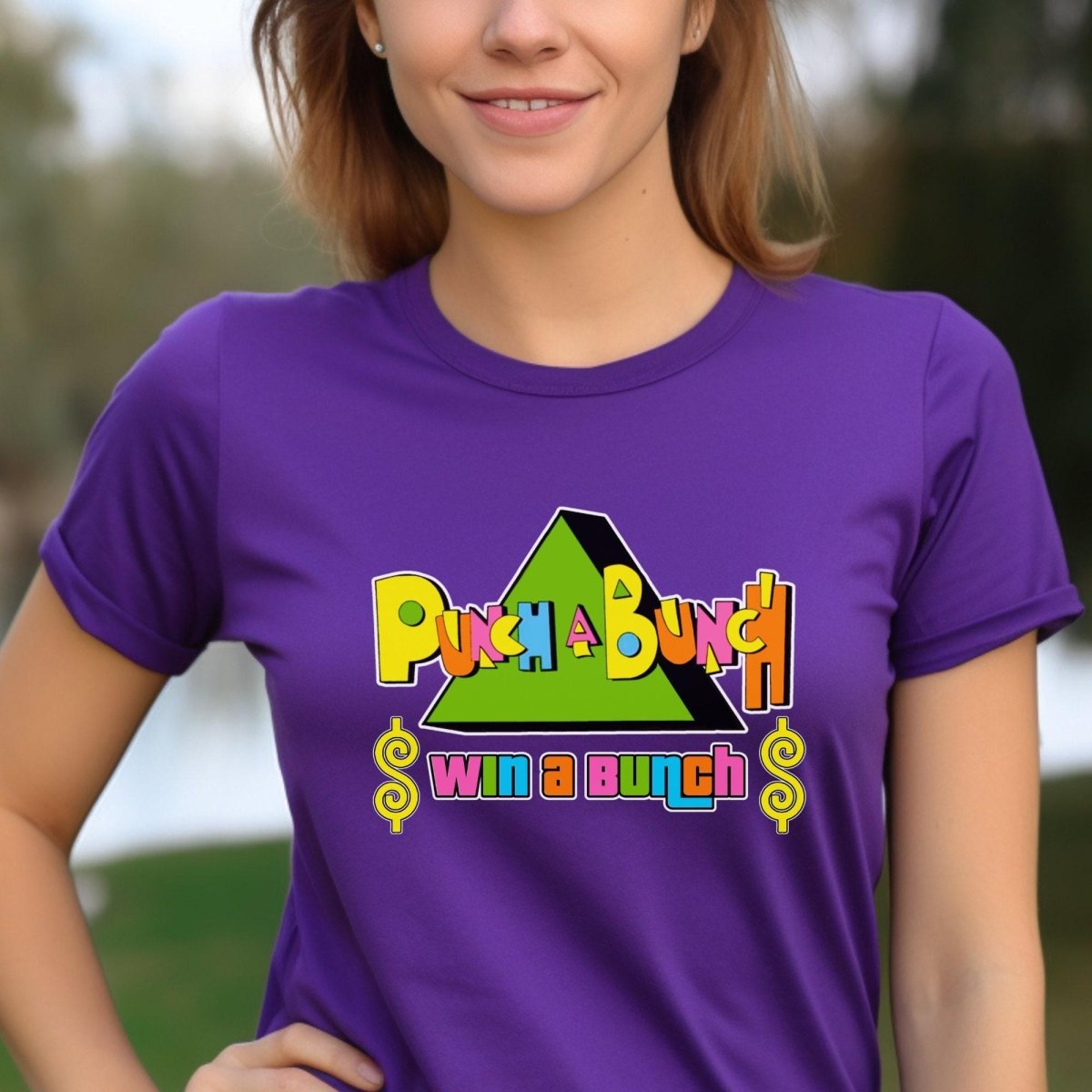Punch a Bunch Win a Bunch Price is Right Shirt, Funny Retro Game Show Contestant Tee - Team Purple - XS -