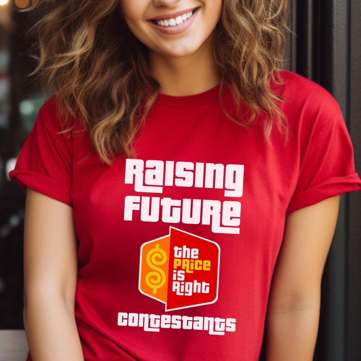 Raising Future Price is Right Contestants Shirt, Mom Dad Tee, Parent Fan Gift - Red - XS -