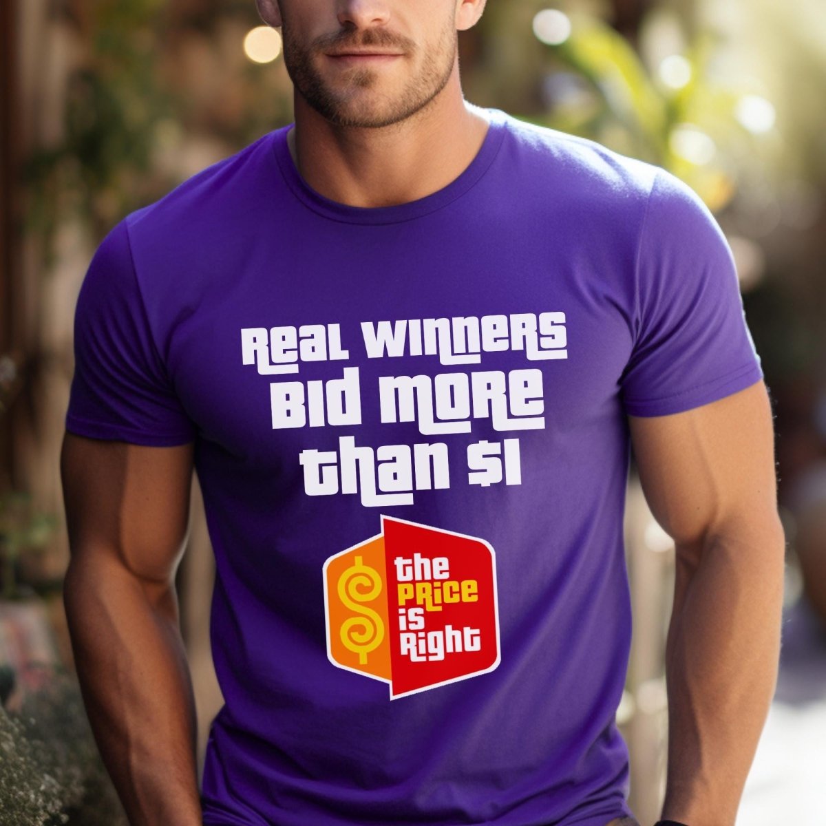 Real Winners Bid More Than $1 Price is Right Shirt, Retro Fan Gift - Team Purple - XS -