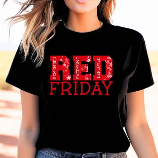 Remember Everyone Deployed RED Friday Shirt to Support our Military Overseas - Black - XS -