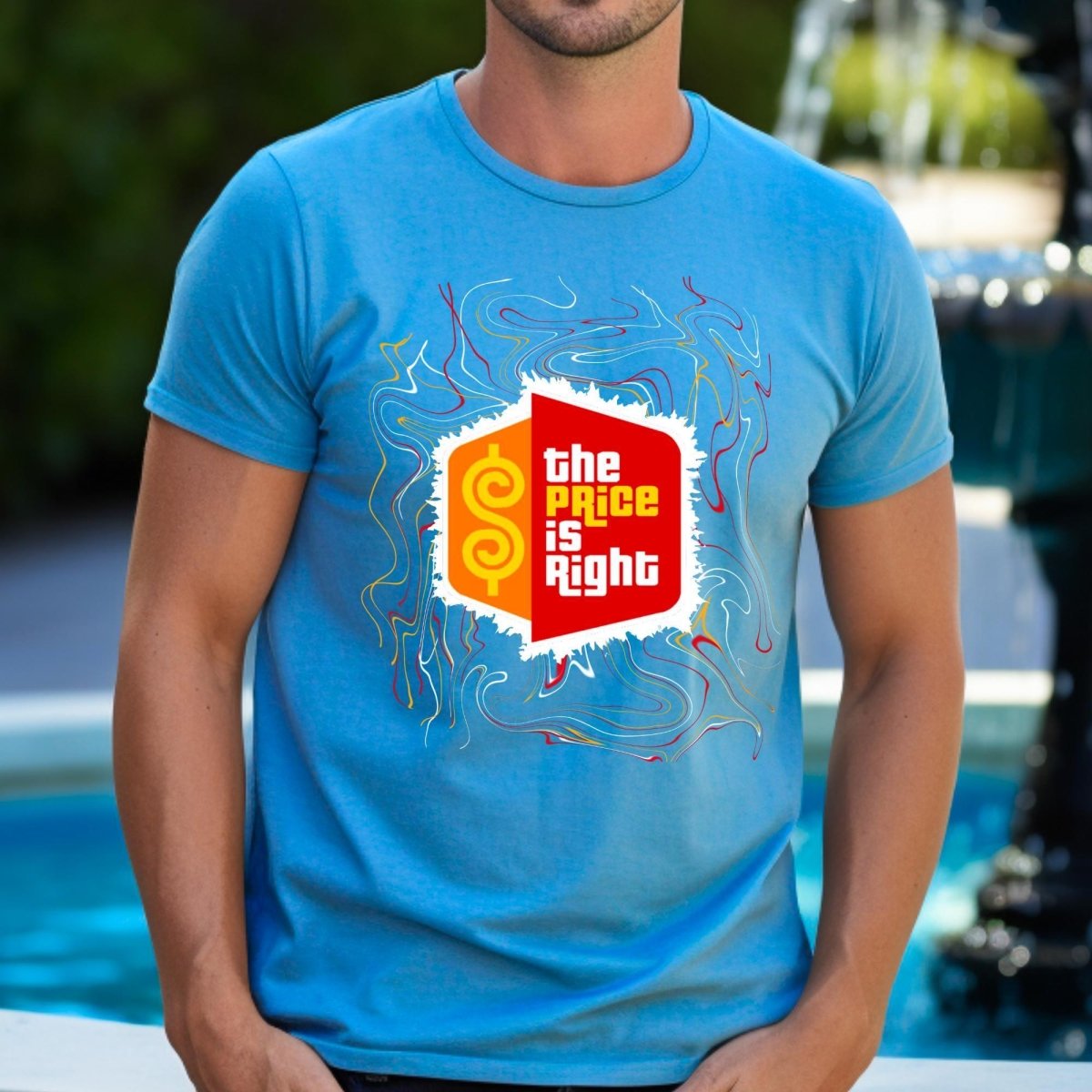 Retro Swirl Price is Right Shirt with Iconic Logo - Aqua - XS -