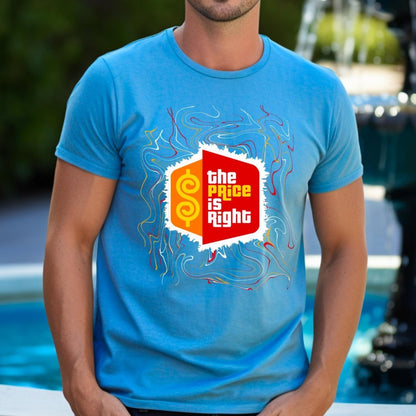 Retro Swirl Price is Right Shirt with Iconic Logo - Aqua - XS -