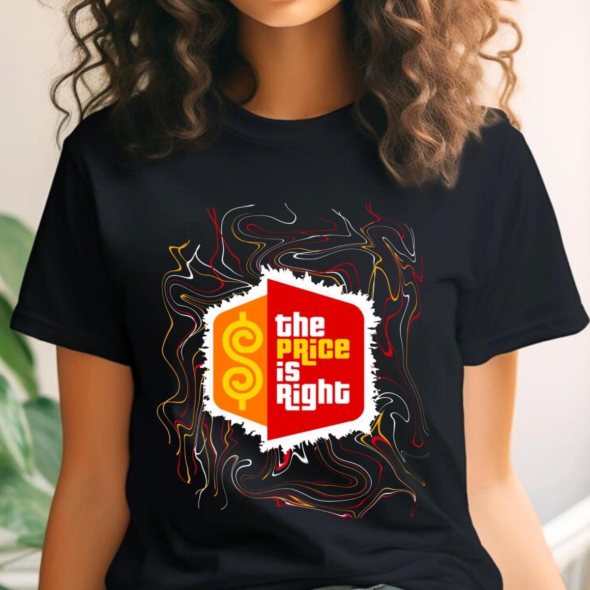 Retro Swirl Price is Right Shirt with Iconic Logo - Black - XS -