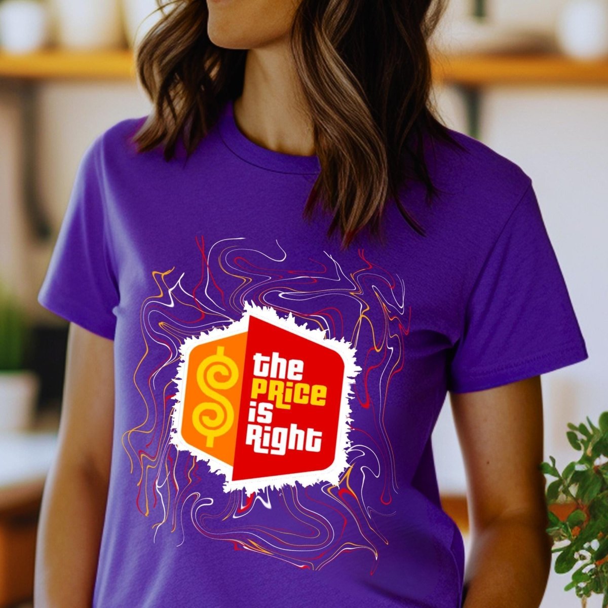 Retro Swirl Price is Right Shirt with Iconic Logo - Team Purple - XS -
