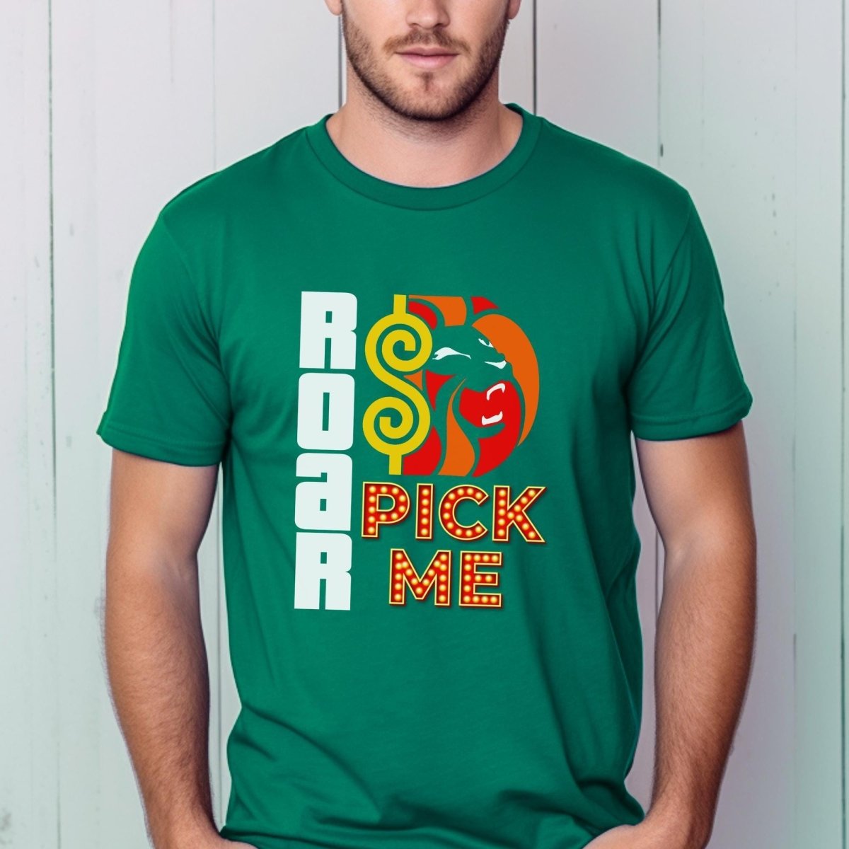 Roar Pick Me Price is Right Lion's Share Shirt, Lion Head Fan Tee, Bold Fan Gift - Kelly - XS -