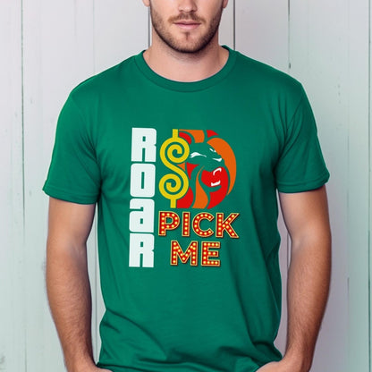 Roar Pick Me Price is Right Lion's Share Shirt, Lion Head Fan Tee, Bold Fan Gift - Kelly - XS -