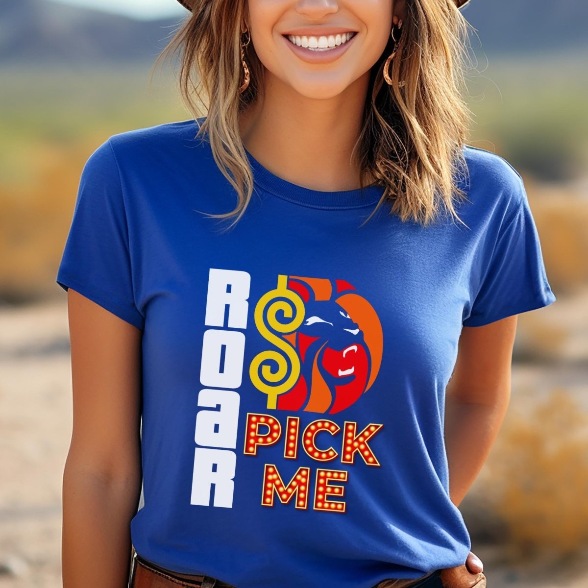 Roar Pick Me Price is Right Lion's Share Shirt, Lion Head Fan Tee, Bold Fan Gift - True Royal - XS -