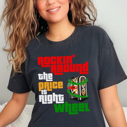 Rockin Around the Price is Right Wheel Christmas Shirt for Holiday Special - Dark Grey Heather - XS -