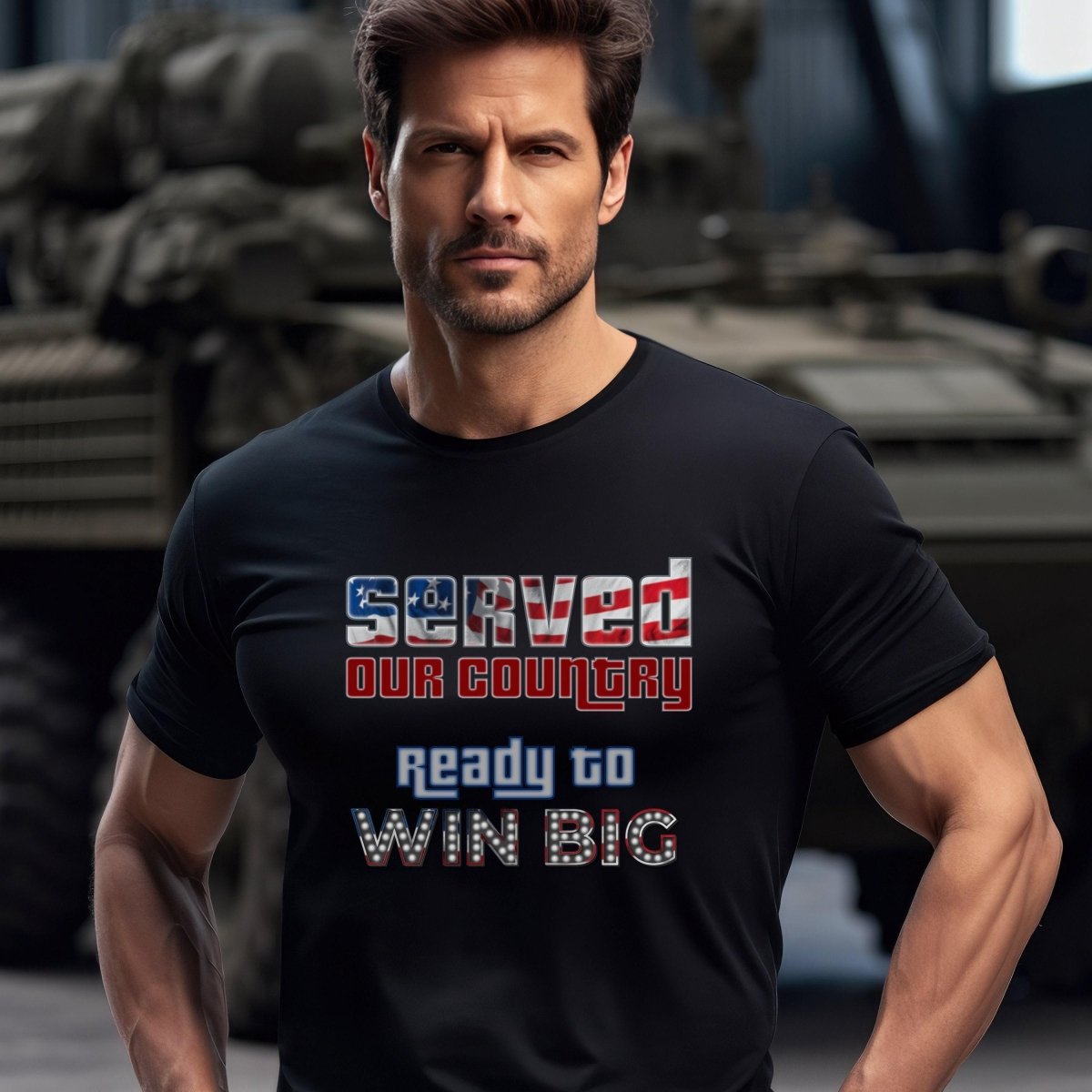 Served Our Country Ready to Win Big Price is Right Shirt, Military Veteran Tee - Black - XS -