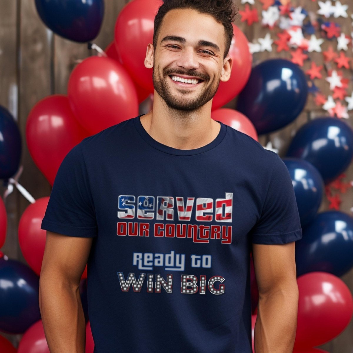 Served Our Country Ready to Win Big Price is Right Shirt, Military Veteran Tee - Navy - XS -