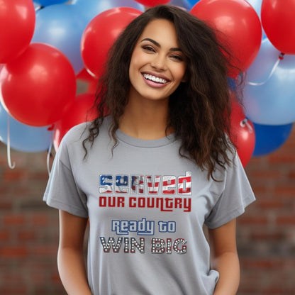 Served Our Country Ready to Win Big Price is Right Shirt, Military Veteran Tee - Athletic Heather Express - 3XL -