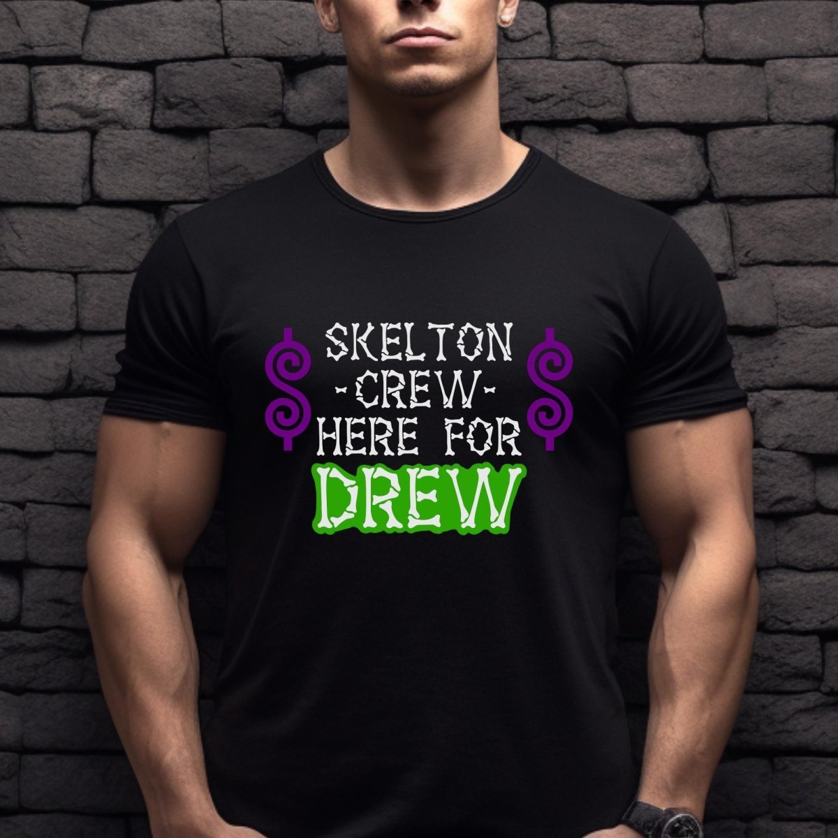 Skeleton Crew, Here for Drew Price is Right Shirt, Halloween Tee, Spooky Fan Tee - Black - XS -