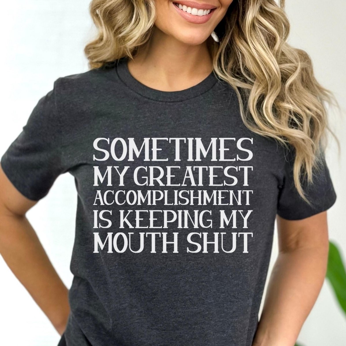 Sometimes my Greatest Accomplishment is Keeping My Mouth Shut Shirt, Coworker Daily Win - Dark Grey Heather - XS -