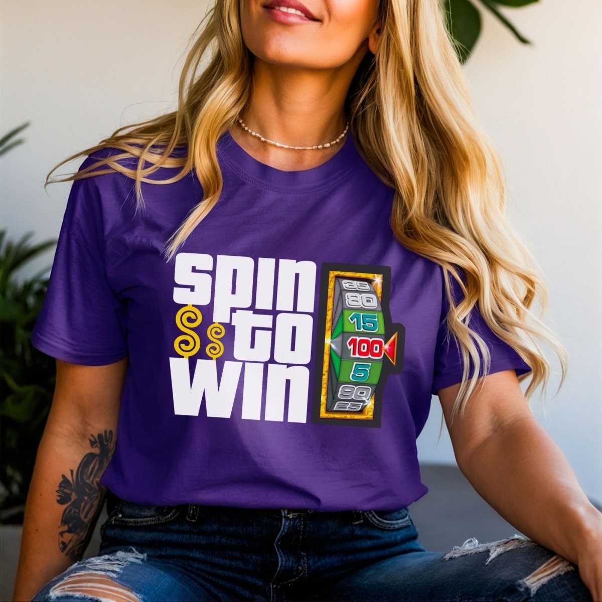 Spin to Win Price is Right Shirt, Prize Wheel Retro Game Show Fan Gift - Team Purple - XS -