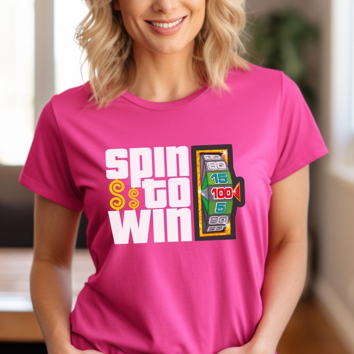 Spin to Win Price is Right Shirt, Prize Wheel Retro Game Show Fan Gift - Berry - XS -