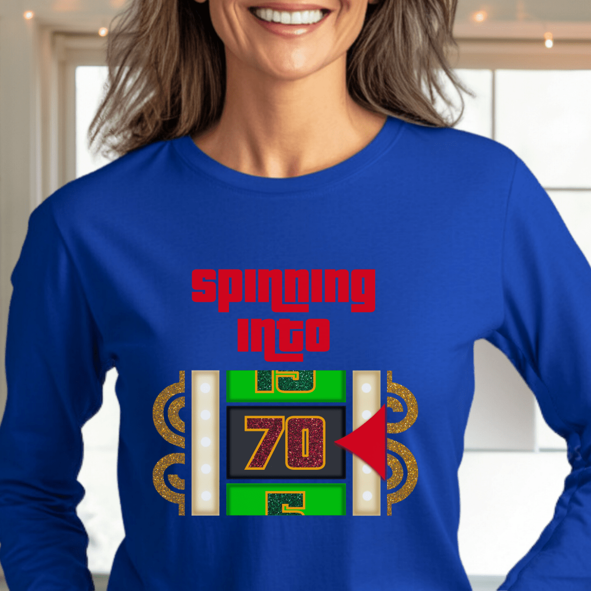 Spinning into XX Price is Right Birthday Milestone Shirt for Fans of Spinning the Big Wheel - Blue - S - Long