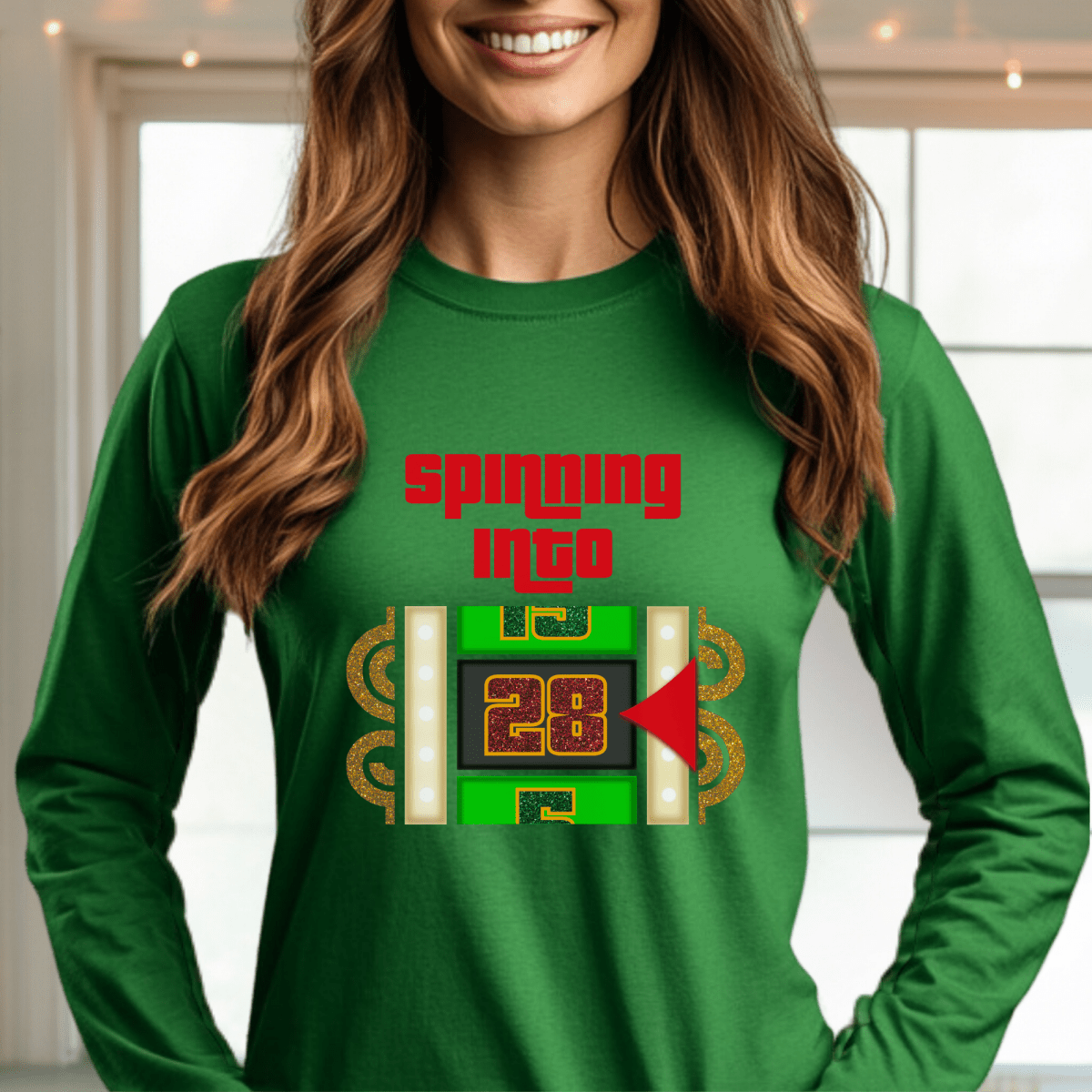 Spinning into XX Price is Right Birthday Milestone Shirt for Fans of Spinning the Big Wheel - Green - S - Long