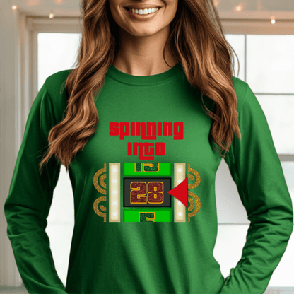 Spinning into XX Price is Right Birthday Milestone Shirt for Fans of Spinning the Big Wheel - Green - S - Long