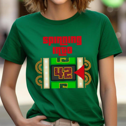 Spinning into XX Price is Right Birthday Milestone Shirt for Fans of Spinning the Big Wheel - Green - XS - Short