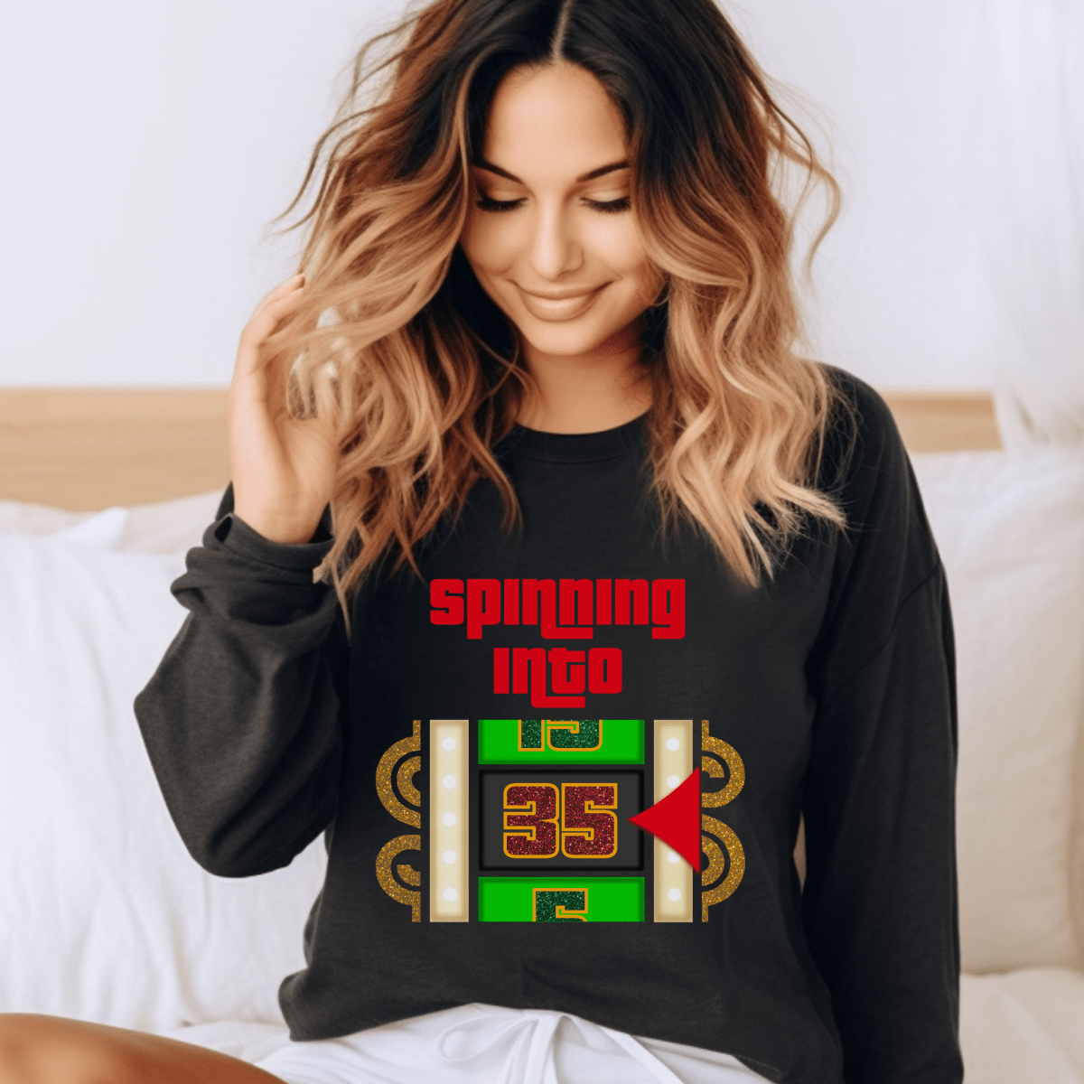 Spinning into XX Price is Right Birthday Milestone Shirt for Fans of Spinning the Big Wheel - Black - S - Long