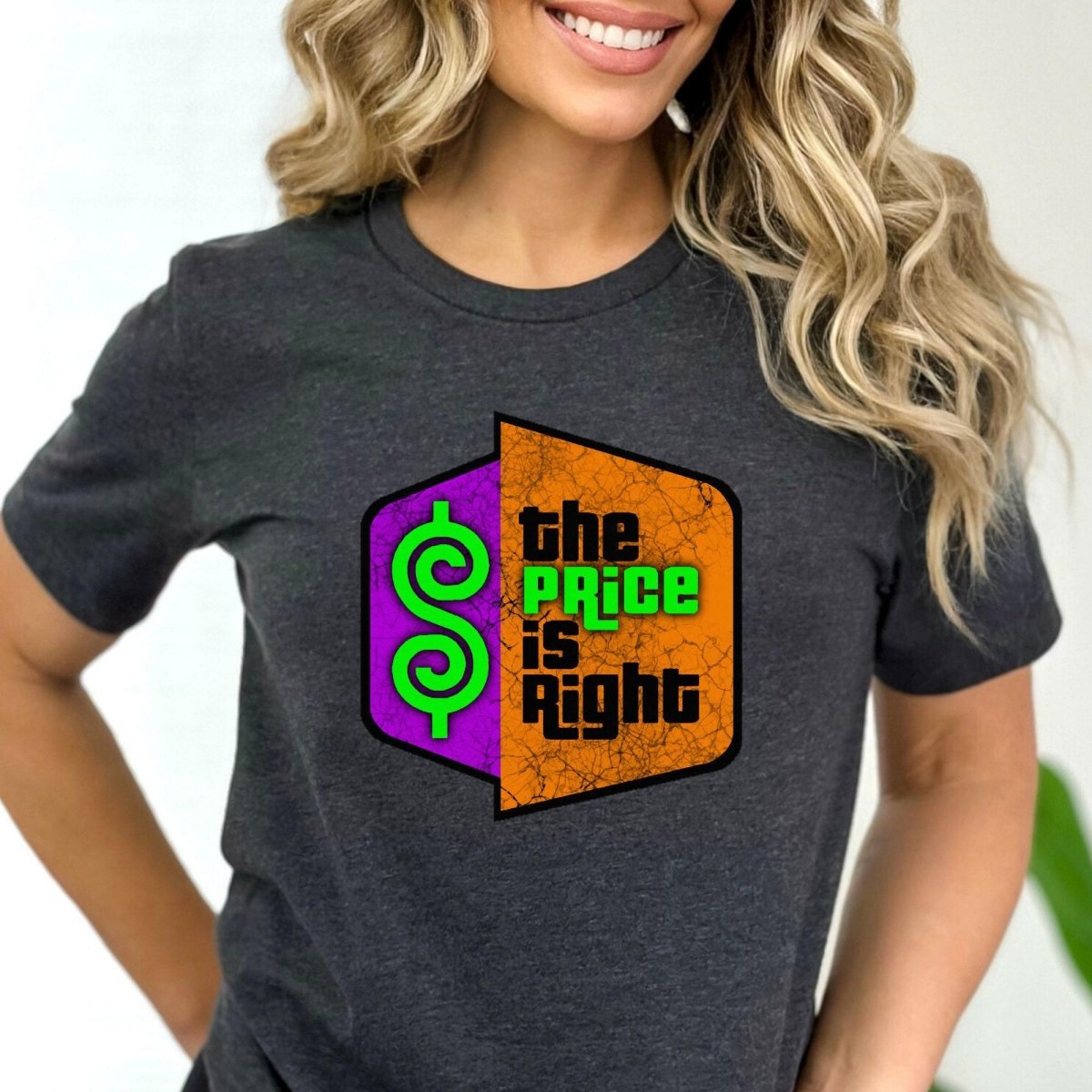 Spooky Spider Web Halloween Price is Right Logo Shirt, Retro Game Show Halloween Fan Gift - Dark Grey Heather - XS -