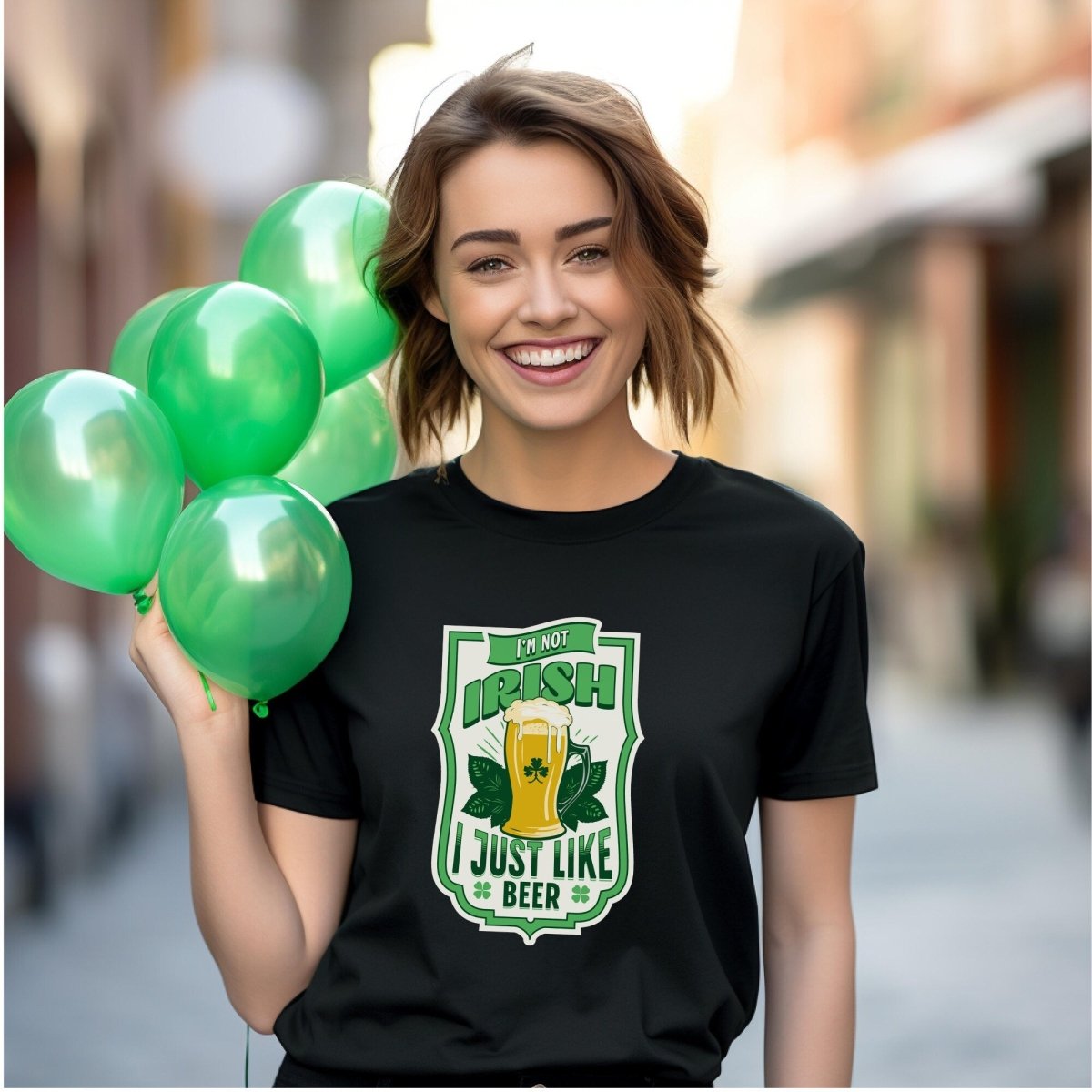 St Patrick's Day I'm Not Irish I Just Like Beer Shirt, Funny Irish Themed Tee Gift - Black - XS -