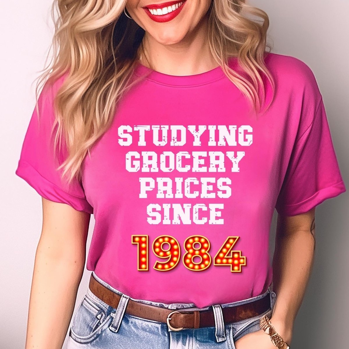 Studying Grocery Prices Price is Right Personalized Shirt, Funny Retro Game Show Fan Gift Tee - Berry - XS -