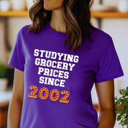 Studying Grocery Prices Price is Right Personalized Shirt, Funny Retro Game Show Fan Gift Tee - Team Purple - XS -