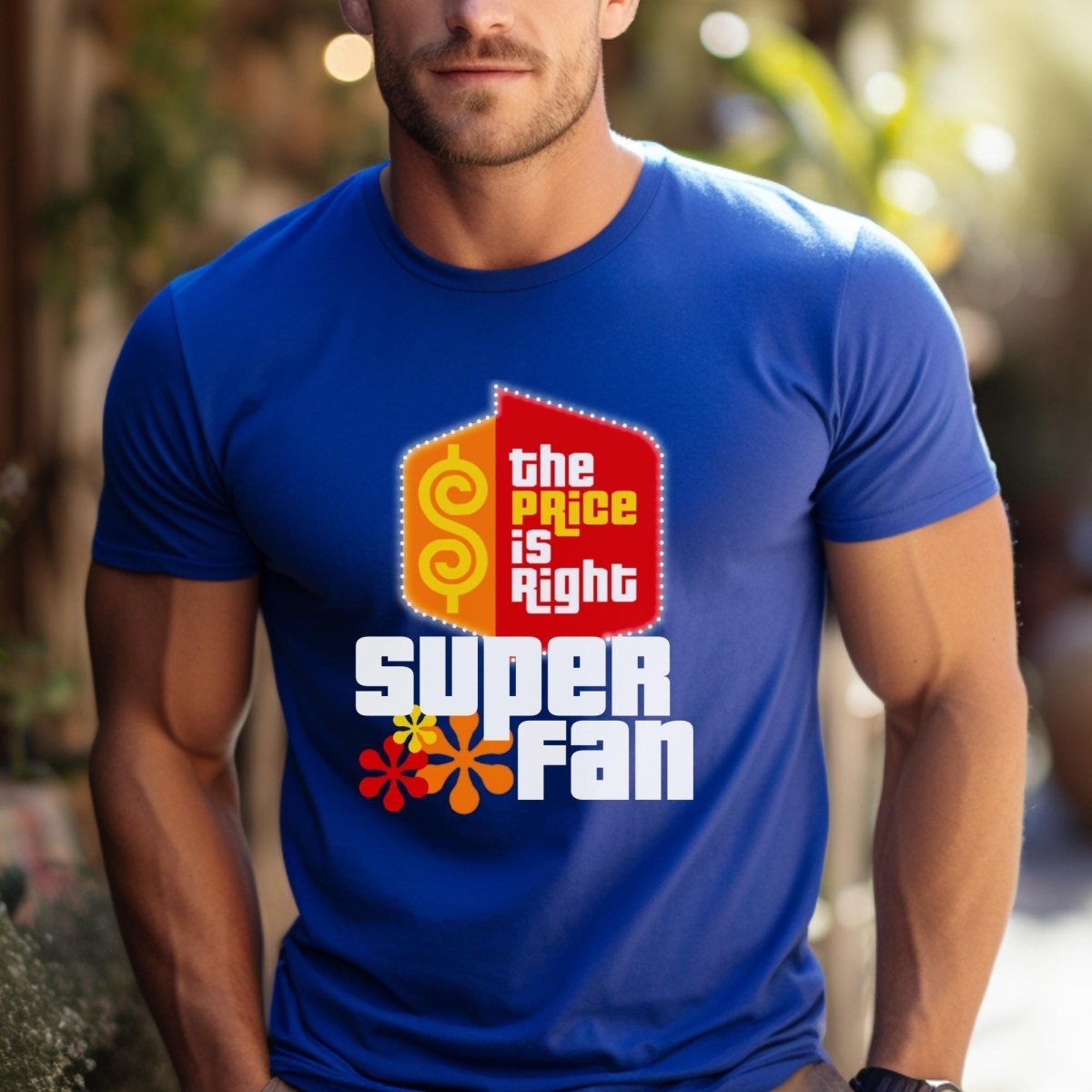 Super Fan Price is Right Retro Game Show Shirt, Logo with Retro Flowers - True Royal - XS -