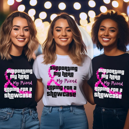 Supporting My Hero Hoping for a Showcase Price is Right Breast Cancer Awareness Shirt - Black - S -