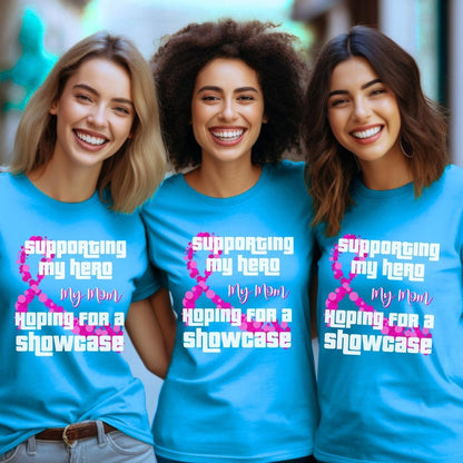 Supporting My Hero Hoping for a Showcase Price is Right Breast Cancer Awareness Shirt - Aqua - S -