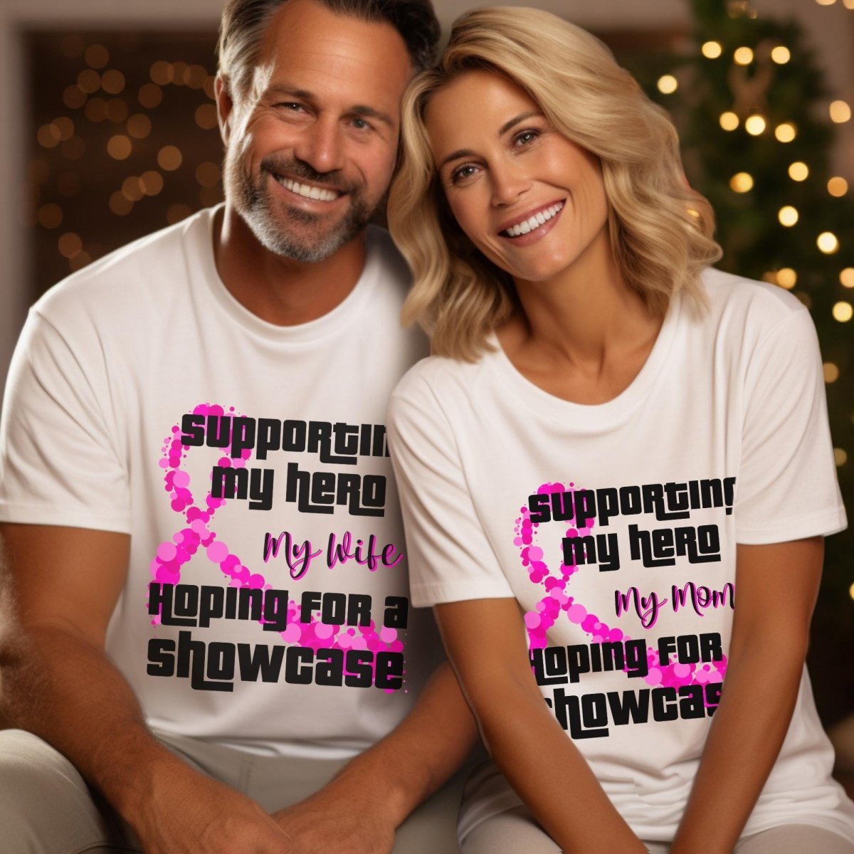 Supporting My Hero Hoping for a Showcase Price is Right Breast Cancer Awareness Shirt - Natural - S -