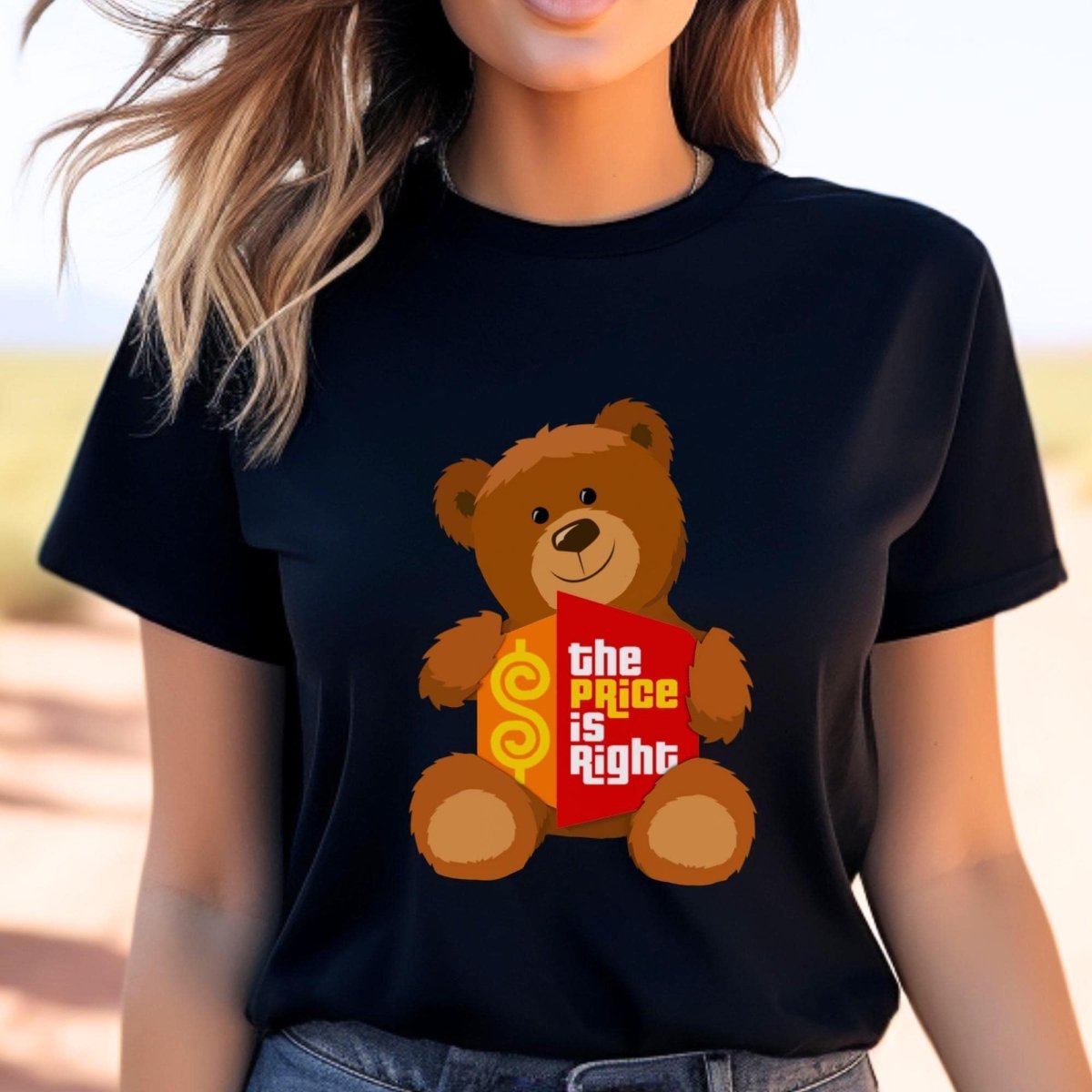 Teddy Bear Logo Price is Right Fan Shirt, Cute Retro Game Show Graphic Tee, Contestant Gift - Black - XS -