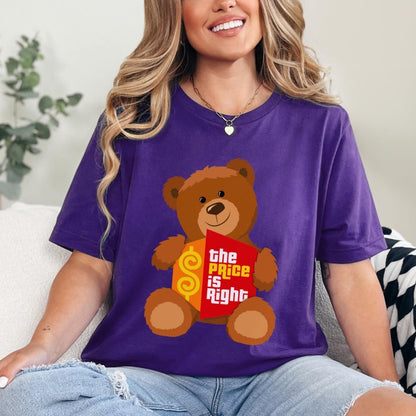Teddy Bear Logo Price is Right Fan Shirt, Cute Retro Game Show Graphic Tee, Contestant Gift - Team Purple - XS -