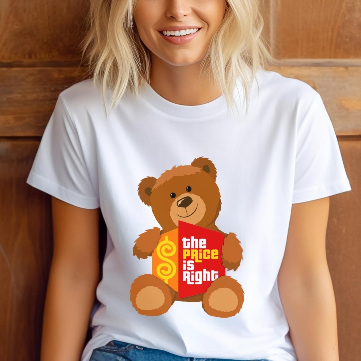 Teddy Bear Logo Price is Right Fan Shirt, Cute Retro Game Show Graphic Tee, Contestant Gift - White - XS -